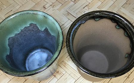 松代焼 カップ２種ゴブレット・ビールゴブレット 焼き物 陶器 ブルー おしゃれ モダン おうち 食器 カフェタンブラー セット グラス