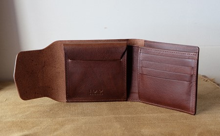 植物タンニンレザーの二つ折財布(こげ茶) プレゼント 女性 オシャレ 男性 ギフト