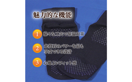 岩盤浴 綿100% ゆったり靴下 サイズ22~28cm 男女兼用 ファッション 小物 雑貨 日用品 希少 自然鉱石 北投石 遠赤外線 マイナスイオン 冷房 寒さ ネイビー
