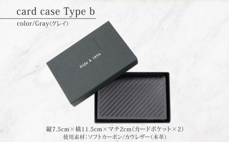 hide k 1896 ソフトカーボン カードケース タイプb【グレイ】card case b 11.5cm×7.5cm×2cm メンズ 名刺入れ 名刺ケース めいし ビジネス カード入れ カウレザー 本革 春日秀之 長野県長野市