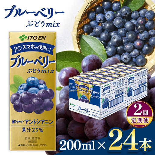 【定期便2回】紙ブルーベリーミックス２００ｍｌ　２４本入り