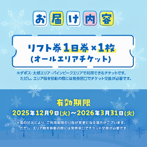 リフト券 長野 菅平高原 スノーリゾート リフト 1日券 1枚 スキー場 旅行 スキー スノーボード スノボ チケット 施設利用券 利用券 長野県