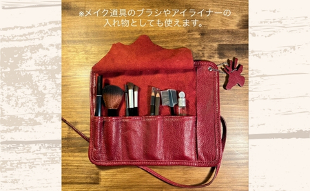ジビエレザー鹿革マルチペンケース ボルドー