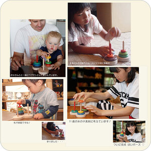 【ふるさと納税】木のおもちゃ/数学パズル ハノイの塔 (虹のバージョン）パズル 日本製 知育玩具 積み木 プレゼント 誕生日 出産祝い リハビリ 木製 玩具 木製