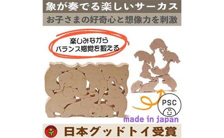 木のおもちゃ/象のサーカス おもしろ積み木 世界まる見え特捜部に登場♪  日本製 プレゼント 誕生日 出産祝い リハビリ ゲーム 木製