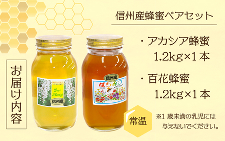 はちみつ 信州産 アカシア 百花 各1.2kg ｜ はちみつ | 長野県