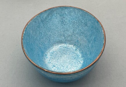 [受注生産] 大サイズ [雅・地元高原の雅やかさを表した薄緑青色]総銀張七宝[酒杯] / 赤羽七宝舎 酒器 信州 長野県 諏訪市 諏訪 [87-01M]