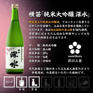 諏訪五蔵 純米大吟醸 日本酒 飲み比べ セット 720ml 2本 真澄 「山花」 横笛 「深水 美山錦」 102-37
