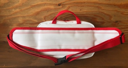 11-63R　【SUWAプレミアム】FIRE HOSE PRODUCTS　ウエストバック　ホワイト（パイピングカラー：赤）／ワンショルダー バッグ ショルダー ななめ メンズ 信州 諏訪