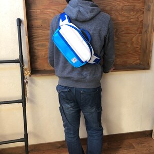 11-65BL　【SUWAプレミアム】FIRE HOSE PRODUCTS　ウエストバック　バイカラーブルー（パイピングカラー：青）／ワンショルダー バッグ ショルダー ななめ メンズ 信州 諏訪