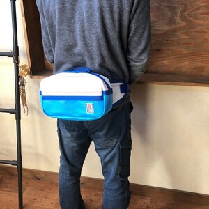 11-65BL　【SUWAプレミアム】FIRE HOSE PRODUCTS　ウエストバック　バイカラーブルー（パイピングカラー：青）／ワンショルダー バッグ ショルダー ななめ メンズ 信州 諏訪