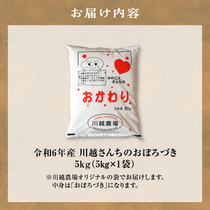 令和6年産 川越さんちの おぼろづき 5kg (5kg×1袋) 雨竜産 おぼろづき 精米 5kg お米 おにぎり お弁当 お取り寄せ 北海道 雨竜町