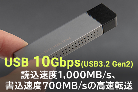 【105-04】ロジテック SSD 2TB 外付け iPhone 15 対応 薄型 スリム Type-C USB-C 高速 読込速度1000MB/S iPad 対応 USB 10Gbps 小型 ポータブル スティック USBメモリ タイプ【LMD-SPDH200UC】