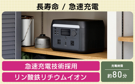 【220-07】ロジテック ポータブル電源 500P 容量 512Wh AC出力 600W【DE-PS500PLBK】