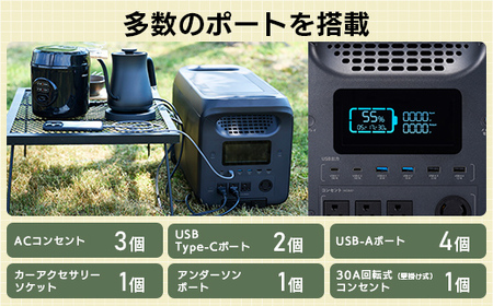 【810-01】ロジテック ポータブル電源 2500P 容量 2560Wh AC出力 2500W【DE-PS2500PLBK】