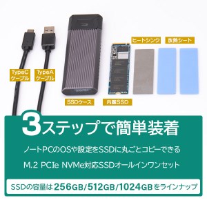 【100-07】ロジテック M.2 内蔵SSD換装キット 1024GB 変換 NVMe対応 データ移行ソフト付【LMD-SMB1024UC】