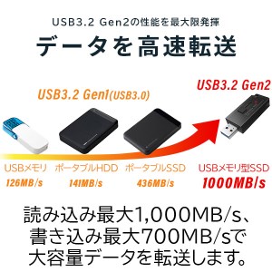 【048-03】ロジテック スティック型　高速SSD　1TB【LMD-SPBH100U3BK】