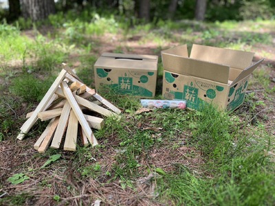 薪 焚き付け用 焚付 信州産 焚き付け用 薪 カラフルでコロコロした 着火剤 付き（6個入）約6kg （約3kg×2箱） 伊那市 キャンプ BBQ アウトドア【006-10】