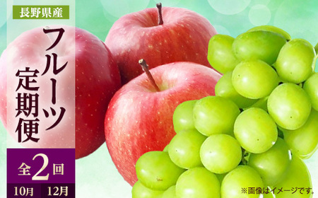 【発送月固定定期便】2026年発送 長野の果物 シャインマスカット+サンふじ全2回【配送不可地域：離島】【4063514】