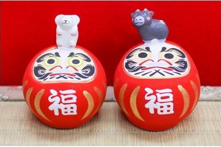 土人形 子だるま・牛だるまセット