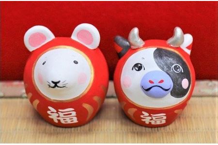 土人形 だるま子・だるま牛セット