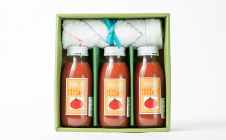 「ばいはるちゃに農園」産 しぼりたてトマトジュースと刺し子雑巾セット | 手作り トマト ジュース 長野 信州