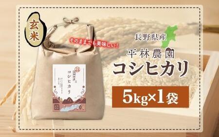 令和7年産 コシヒカリ 玄米 5kg×1袋 長野県産 米 お米 ごはん ライス 低GI 甘み 農家直送 産直 信州 人気 ギフト お取り寄せ 平林農園 送料無料 長野県 大町市