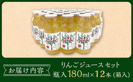 りんごジュースセット12本×180ml　大町産 りんごジュース 長野 信州