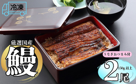 【冷凍配達】 明治37年創業 「本多」 国産鰻蒲焼 2尾 （150g以上×2） ・うなぎおつまみ付 （Ab-004）