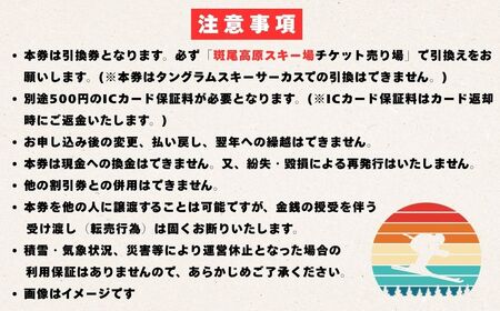 斑尾全山共通券（マウンテンパス）１日リフト券引換券 １枚 《 斑尾高原スキー場 ＆ タングラムスキーサーカス 》(T-19) 雪遊び スノーリゾート スキー スノーボード パウダースノー
