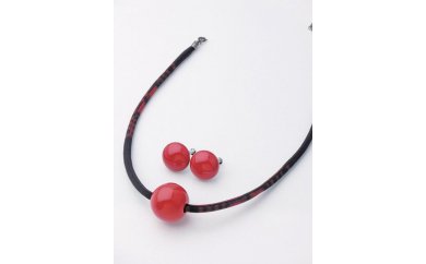 A-9.2 朱珠(しゅだま)チョーカー ・ イヤリング(又はピアス)セット