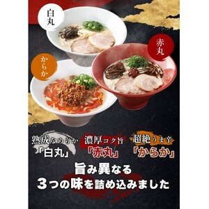 【毎月定期便】本格生麺 一風堂 豚骨ラーメン 3種セット(白丸・赤丸・からか 各1食)全3回【4068391】
