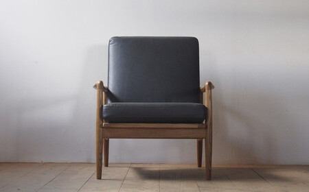 牛革張り一人がけソファ（bs-4）≪出荷時期：受注後、約5か月後に出荷予定≫| 日用品 インテリア ソファ 牛革 牛革張り 一人がけ 国産 ナラ材 長野県 塩尻市