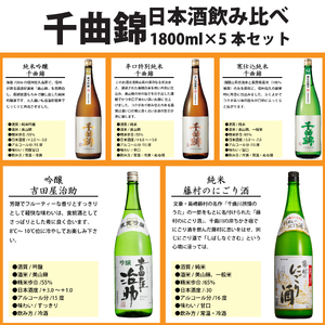【千曲錦酒造】日本酒1升（1.8L）×5本　千曲錦　飲み比べセット（北海道・沖縄県・離島は配送不可）信州 長野 佐久 地酒 晩酌