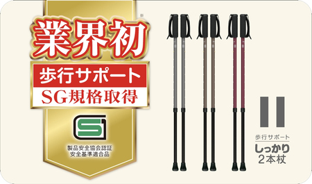 SINANO『しっかり２本杖（グレー）』＜沖縄県・離島は配送不可＞   シナノ ステッキ ポール 歩行 ウォーキング サポート 高齢者 介護 リハビリ 訓練 転倒防止 父の日 母の日 敬老 健康 ギフト プレゼント 贈り物