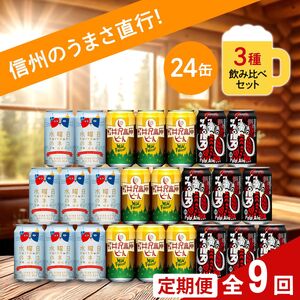 【定期便9カ月】 クラフトビール 350ml 3種24本 飲み比べセット 【水曜日のネコ クラフトザウルス ペールエール 軽井沢高原ビール 地ビール お酒 酒 長野県 佐久市 】 10,950円