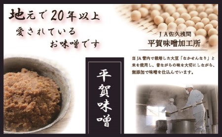 平賀味噌セット（800ｇ×1個、2kg×1個）【佐久市平賀地区で作られている伝統の味　ＪＡ佐久浅間管内で栽培した大豆「なかせんなり」と米を使用 長野県 佐久市 】