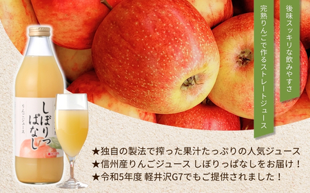 信州産 りんごジュース 「しぼりっぱなし」 ストレート果汁100% (1L×6本)|りんごジュース