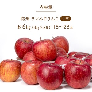 りんごの王様「サンふじ」 小玉 約6kg (18～28玉)