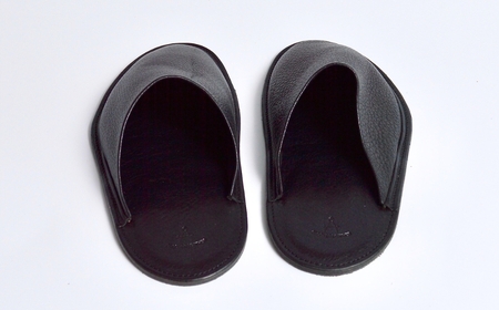 信州鹿革:ルームスリッパ(L)/ ブラック|スリッパ