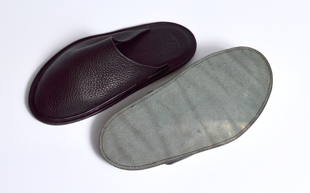 信州鹿革:ルームスリッパ(L)/ ブラック|スリッパ