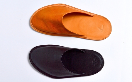 信州鹿革:ルームスリッパ(L)/ ブラック|スリッパ