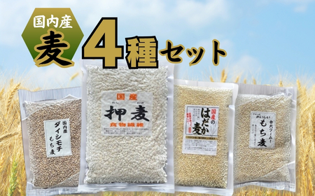 国内産 麦ごはん4種セット(押麦500ｇ、はだか麦330ｇ、ダイシもち麦250ｇ、もち麦300ｇ　各1個)|麦ごはん