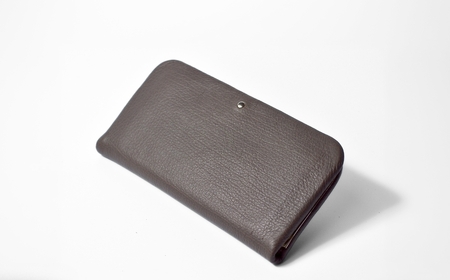 信州鹿革:がま口長財布 隠し口金 DDG-100 / グレー| 長財布