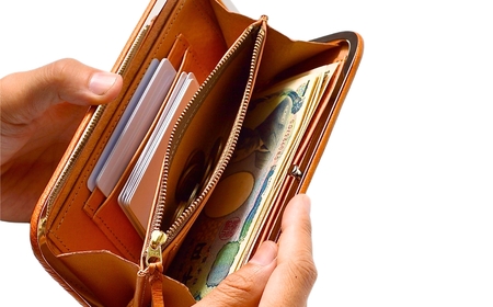 信州鹿革:がま口長財布 隠し口金 DDG-100 / グレー| 長財布