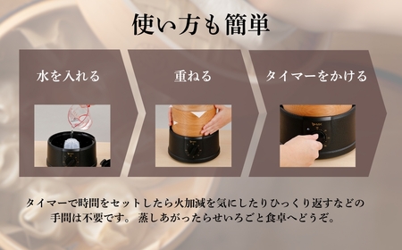 電気せいろ「TEGARU SEIRO」21cmタイプ/ブラック(EM-215K)｜せいろ