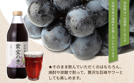 信州産 ぶどうジュース「紫宝の恵」 ストレート果汁100％ (1L×4本)|ぶどうジュース