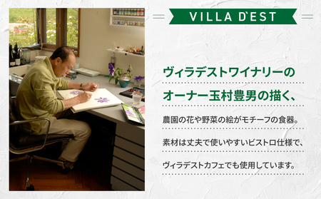 【ヴィラデストワイナリー】ベジタブルシリーズ食器　パスタボウル３枚（ズッキーニ＆ミニトマトとラディッシュ＆エンドウとナス＆ハラペーニョ）セット