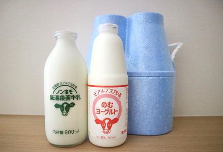 北アルプス牧場　ノンホモ低温殺菌牛乳とのむヨーグルトセット（各１本セット）