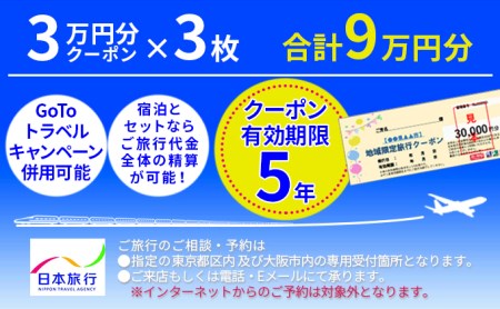 日本旅行　地域限定旅行クーポン【90,000円分】